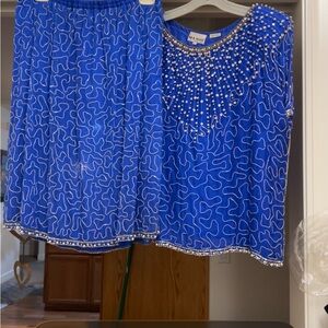 Blue Beaded Women's Skirt